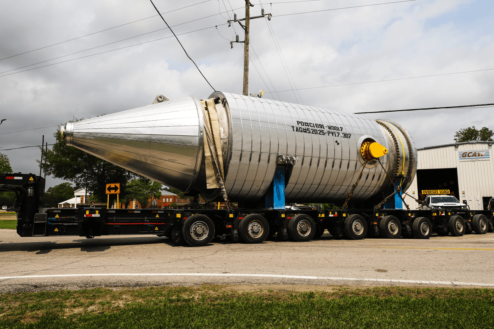 Stainless pressure vessel loaded for shipment
